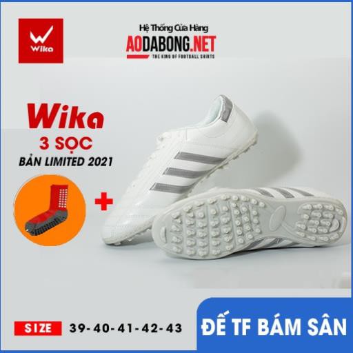 Giầy bóng đá phủi 3 sọc, CT3 chính hãng Wika đế TF bền, rẻ, đẹp tặng tất.