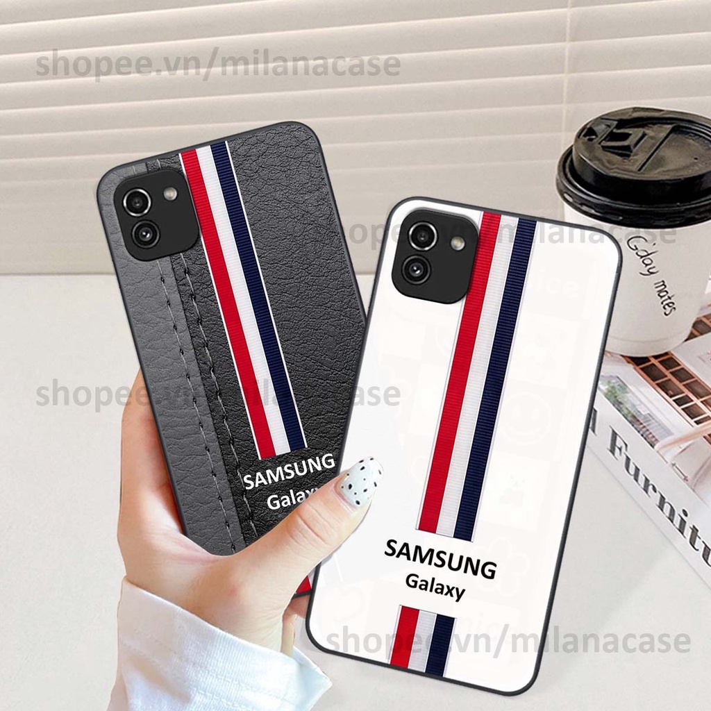 Ốp Samsung A03 in giả da phong cách thể thao, cá tính, thời trang