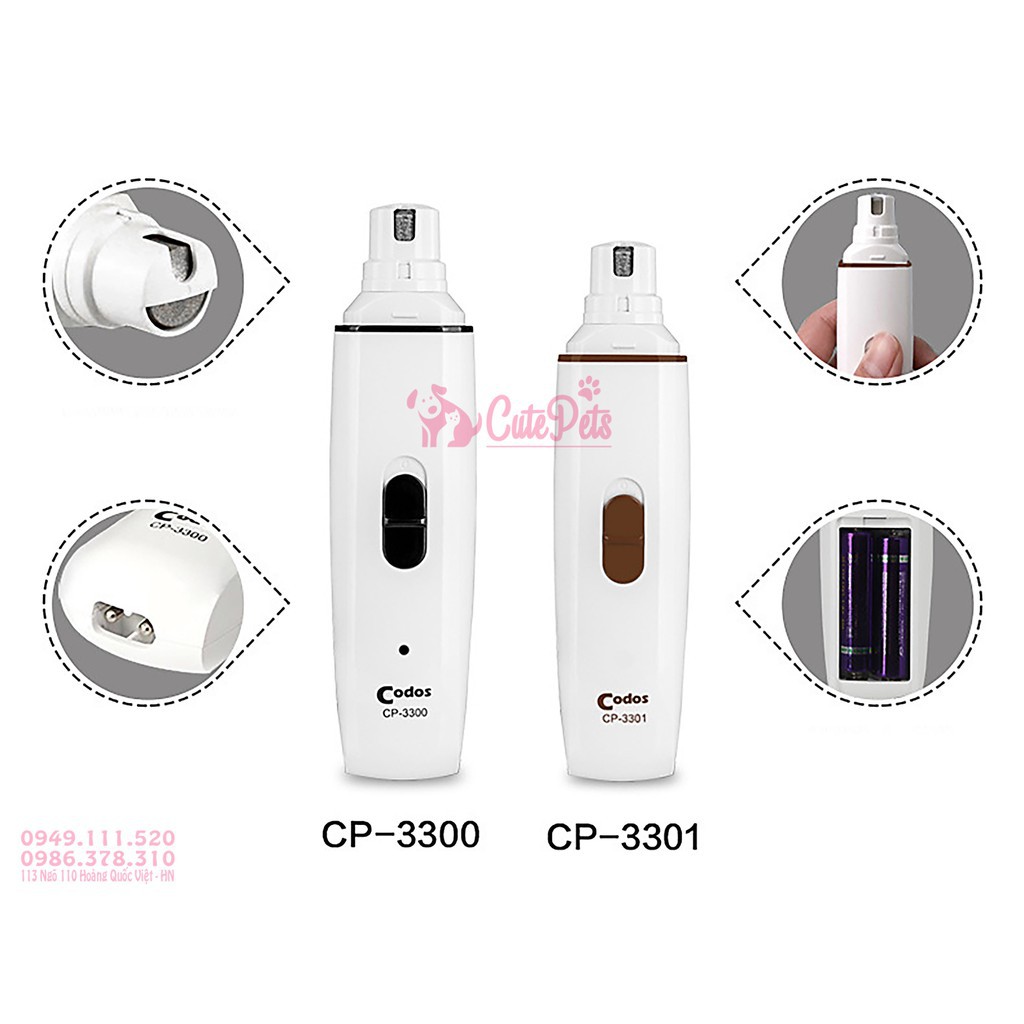 🐶Máy mài móng Codos CP-3300 và CP-3301 dành cho thú cưng - Thức ăn chó mèo CutePets