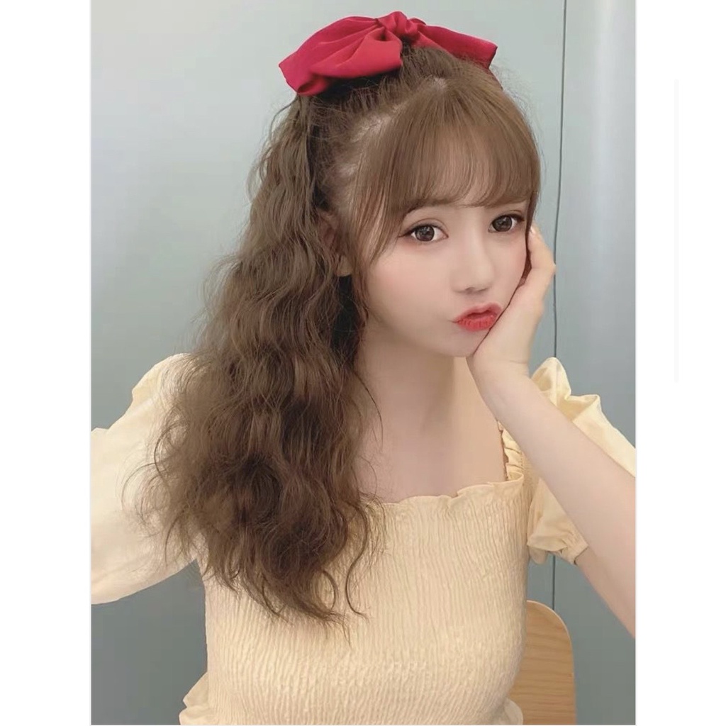 Tóc giả nữ cột 🤓FREESHIP🤓 Tóc giả cột xù kèm nơ tóc đỏ