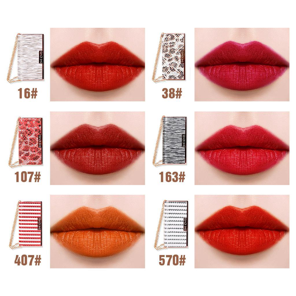 [Hàng mới về] Son Lì Sheloves Thiết Kế Túi Đựng Nhỏ Gọn Có 6 Màu Lựa Chọn