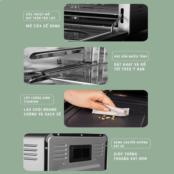 Nồi chiên không dầu điện tử Snapbee SK1504DE 14 lít - Lò nướng bánh, sấy khô, rã đông, xiêng thịt - BH 24 THÁNG