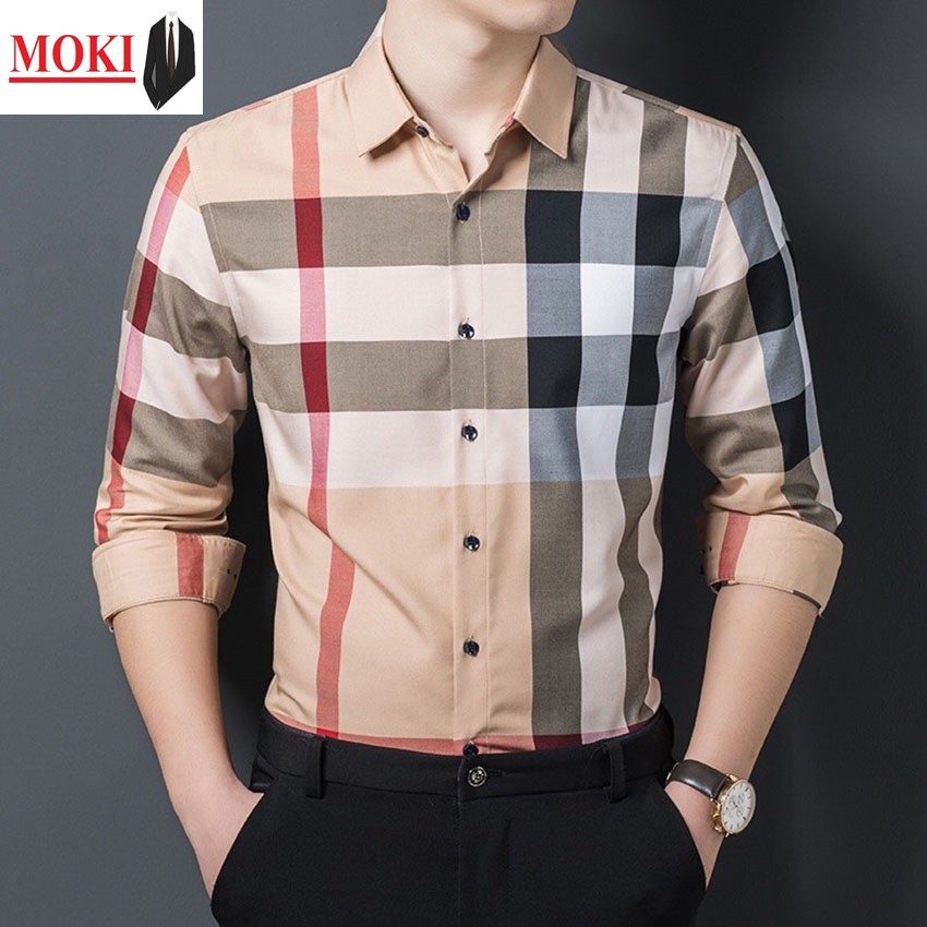 Áo sơ mi kẻ sọc thời trang nam MOKI,áo sơ mi nam cao cấp phong cách nam tính lịch lãm | BigBuy360 - bigbuy360.vn