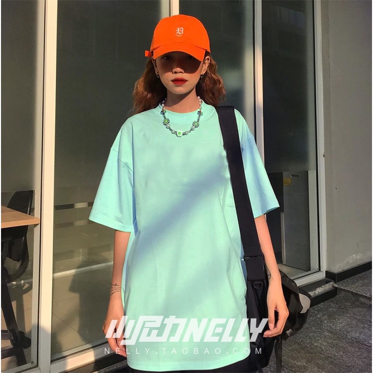 Áo phông Nelly Heybig ngắn tay trơn màu xanh bạc hà