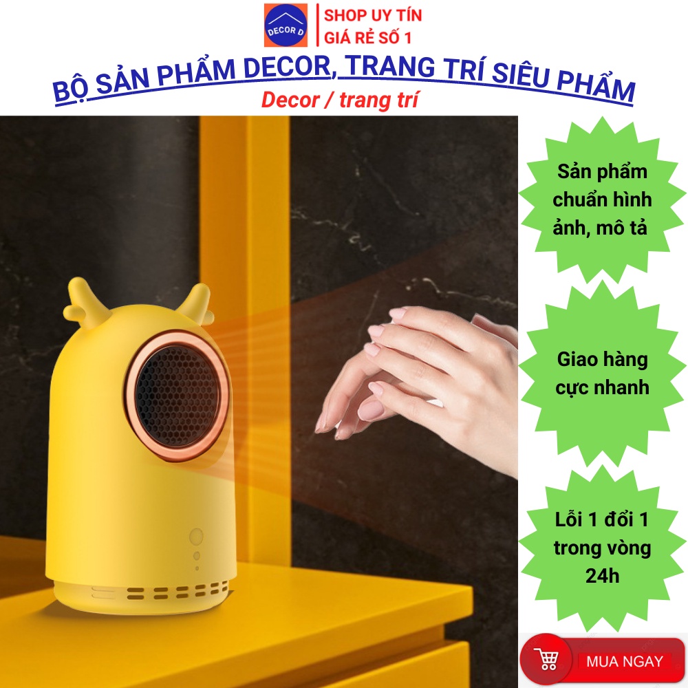 Quạt sưởi mini thú cưng để bàn ấm nhanh, công suất lớn, chạy cực êm - Phù hợp văn phòng, phòng ngủ, decor