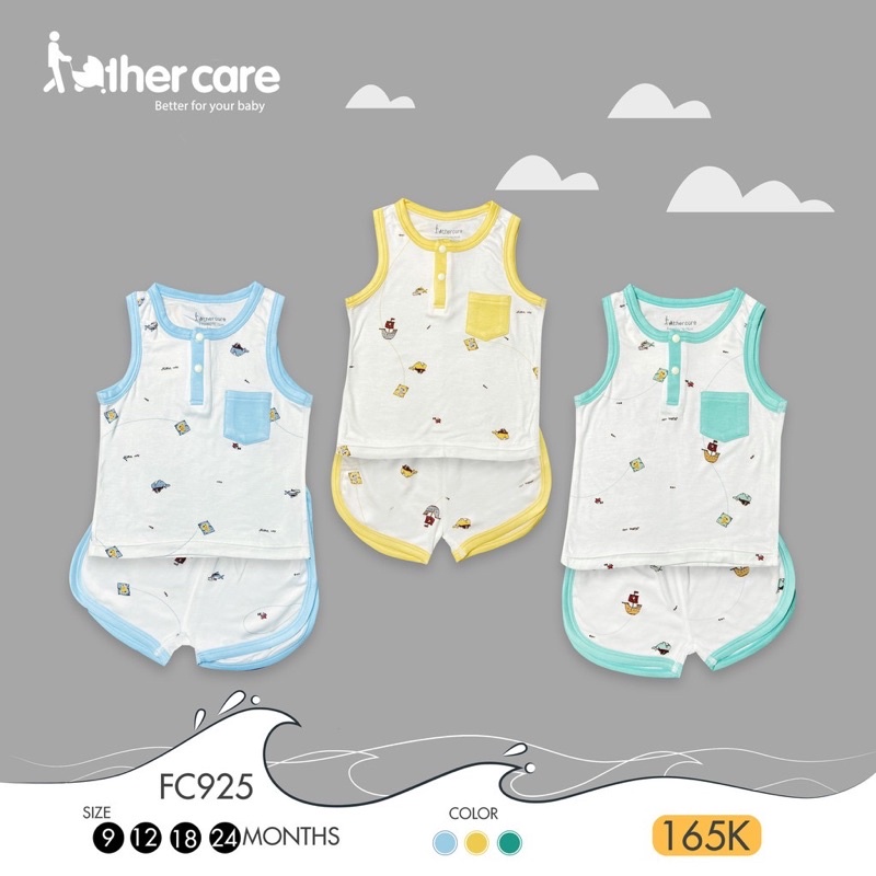 Bộ ba lỗ Father Care vải sợi tre mềm mát cho bé