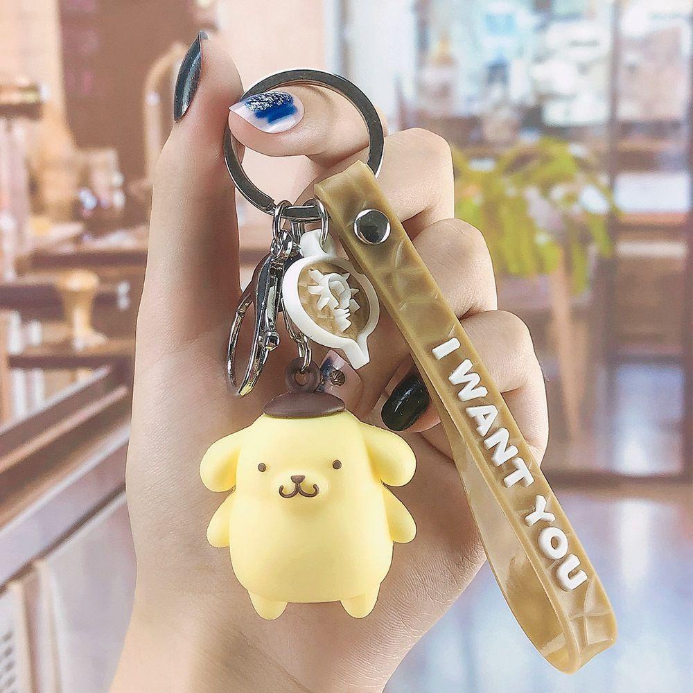 Móc Khóa Búp Bê Anime Kuromi Mắt To Bằng Silicone Sáng Tạo