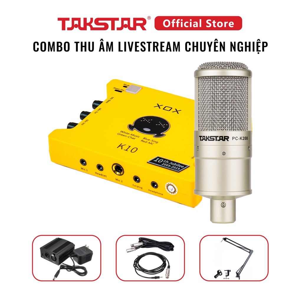 Combo mic thu âm chuyên nghiệp - Micro Takstar PC K200, Soundcard K10 [BH 1 NĂM]