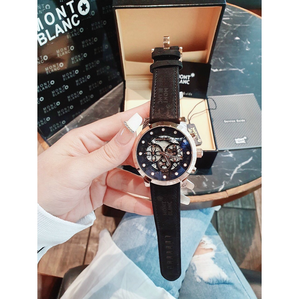 Đồng Hồ Nam Montblan MBDH08 Chronograph , Dây Da Lộn Nhiều Màu , Size 44mm