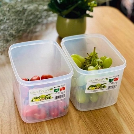 Hộp vuông đựng cơm văn phòng , hộp nhựa đựng thực phẩm thức ăn tủ lạnh, dùng lò vi sóng 1600ml Inomata NHẬT BẢN