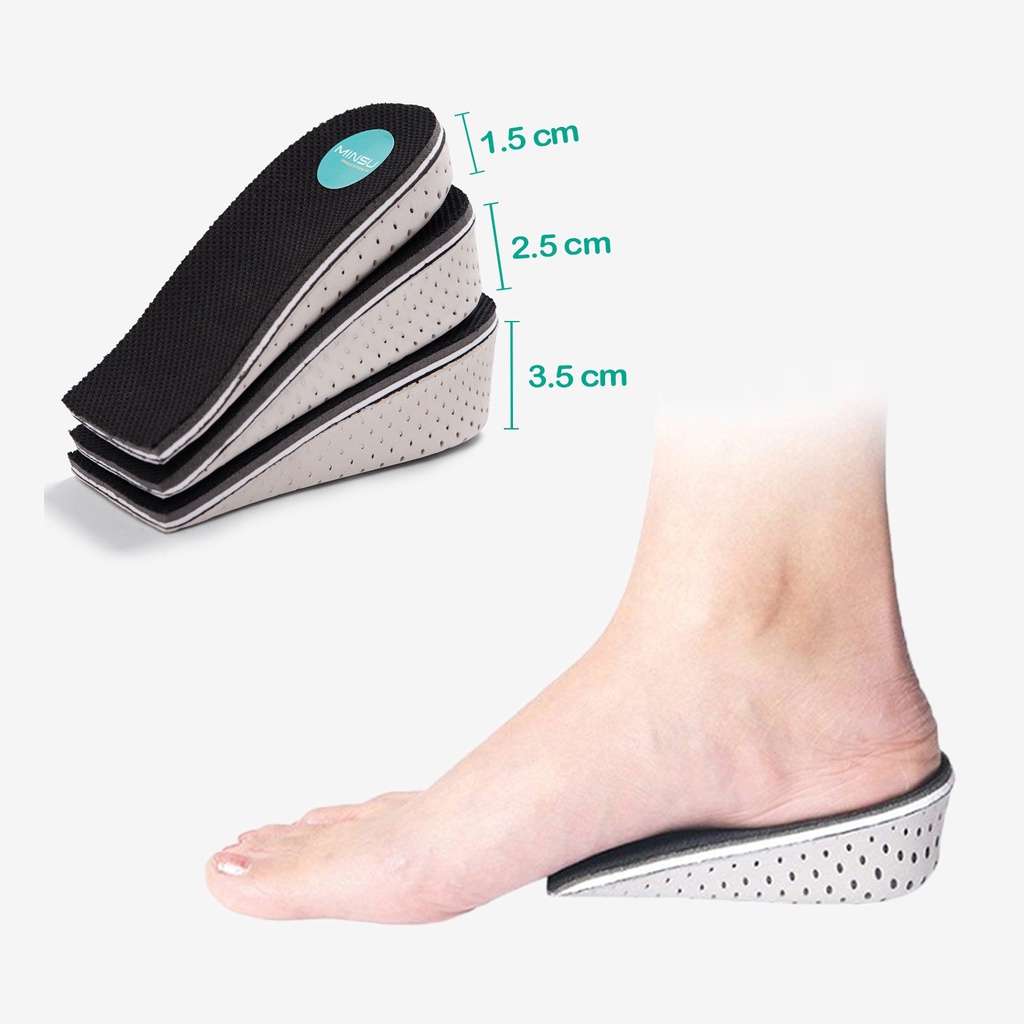 Lót Giày Tăng Chiều Cao Cả Bàn và Nửa Bàn Chân Nam Nữ Cao Cấp MINSU M7018 Dùng cho Giày Thể Thao Độn Đế