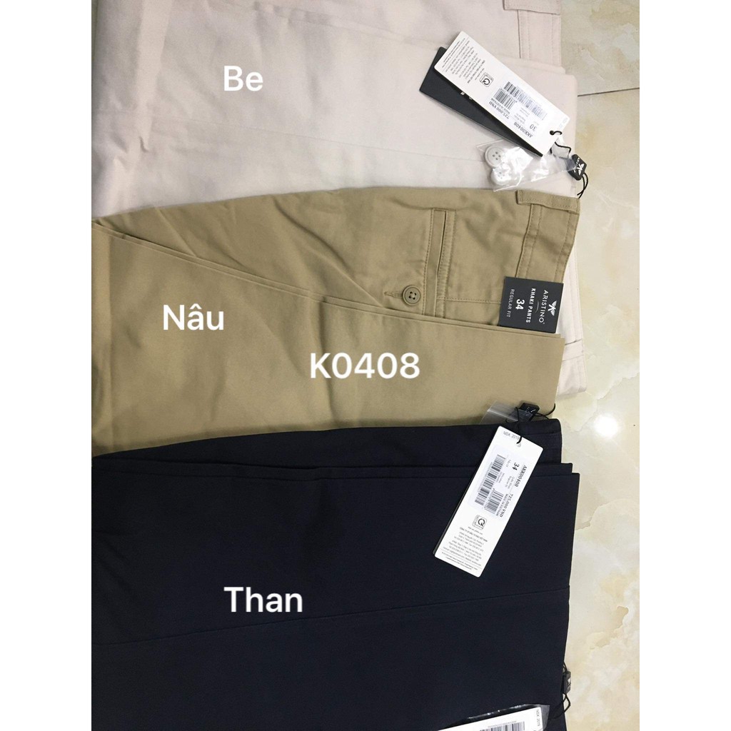 Quần dài Khaki Aristino AKK00408 dáng regular fit co giãn nhẹ