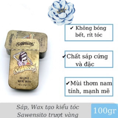 Sáp vuốt tóc Sawensito Trượt Vàng Deluxe Hair Wax 100gr tạo kiểu giữ nếp cho tóc. HÀNG CHÍNH HÃNG. AI Store