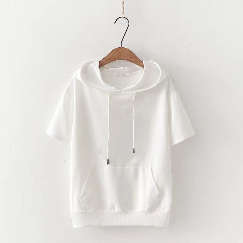 Mùa hè 2023 Phong cách Hàn Quốc Áo hoodie thời trang ngắn tay