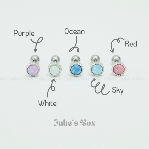 Khuyên Tai Nam Nữ Đá Opal Thân Bạc Unisex Cá Tính Không Gỉ Không Ngứa Không Bay Màu Julies Box 66