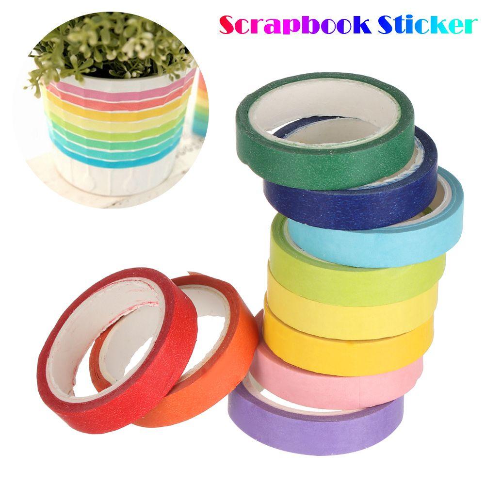 LAKAMIER Hộp 10 Cuộn Băng Dính Washi Hình Cầu Vồng Trang Trí Scrapbook