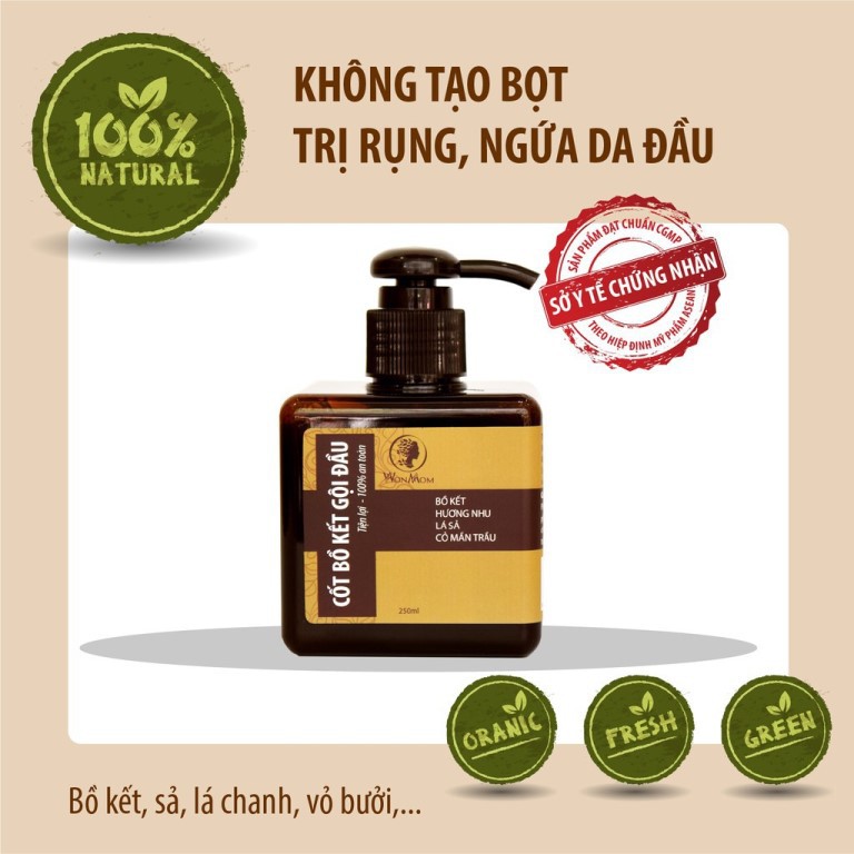 Cốt bồ kết thảo mộc gội đầu Wonmom 250ml - An toàn cho Mẹ mang thai và sau sinh (Việt Nam)