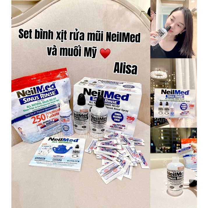 Set bình xịt mũi Neimed và Muối Mỹ - ALISA