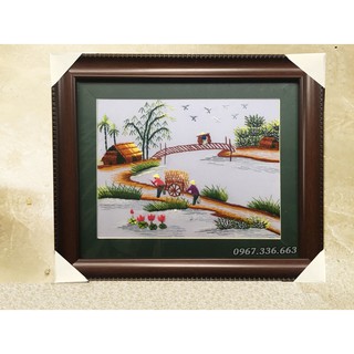 Tranh phong cảnh đẹp ( Tranh thêu có khung hộp)