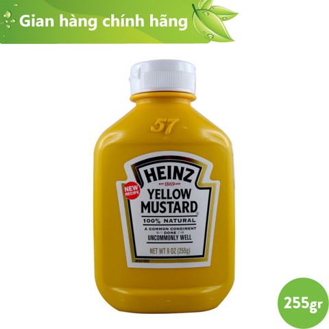 Mù Tạt Màu Vàng HEINZ nhập khẩu Nguyên chai từ Mỹ 255g