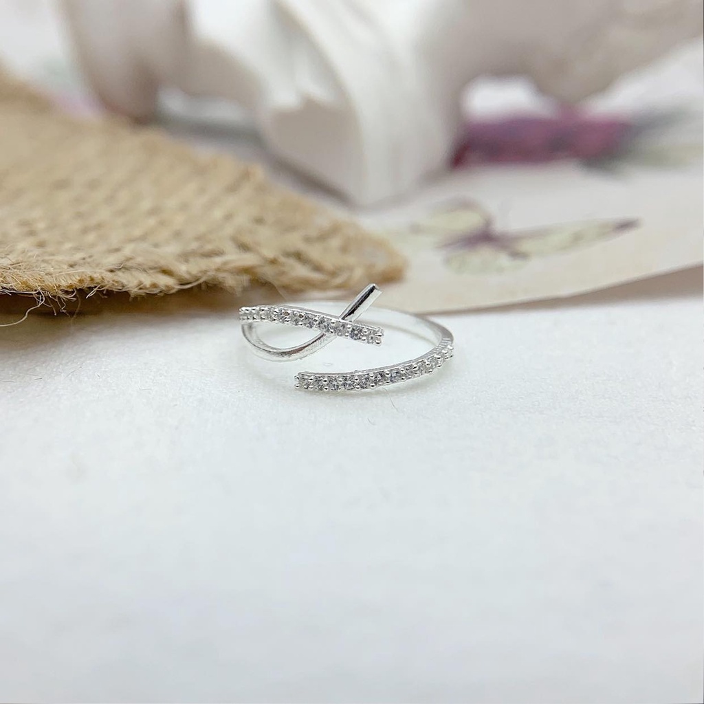 Nhẫn bạc nữ PANSY freesize, nhẫn đính đá chuẩn bạc ta 925 cao cấp