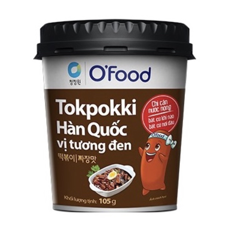 Bánh gạo Tokpokki Hàn Quốc O’Food vị truyền thống/phô mai/tương đen cốc 105g