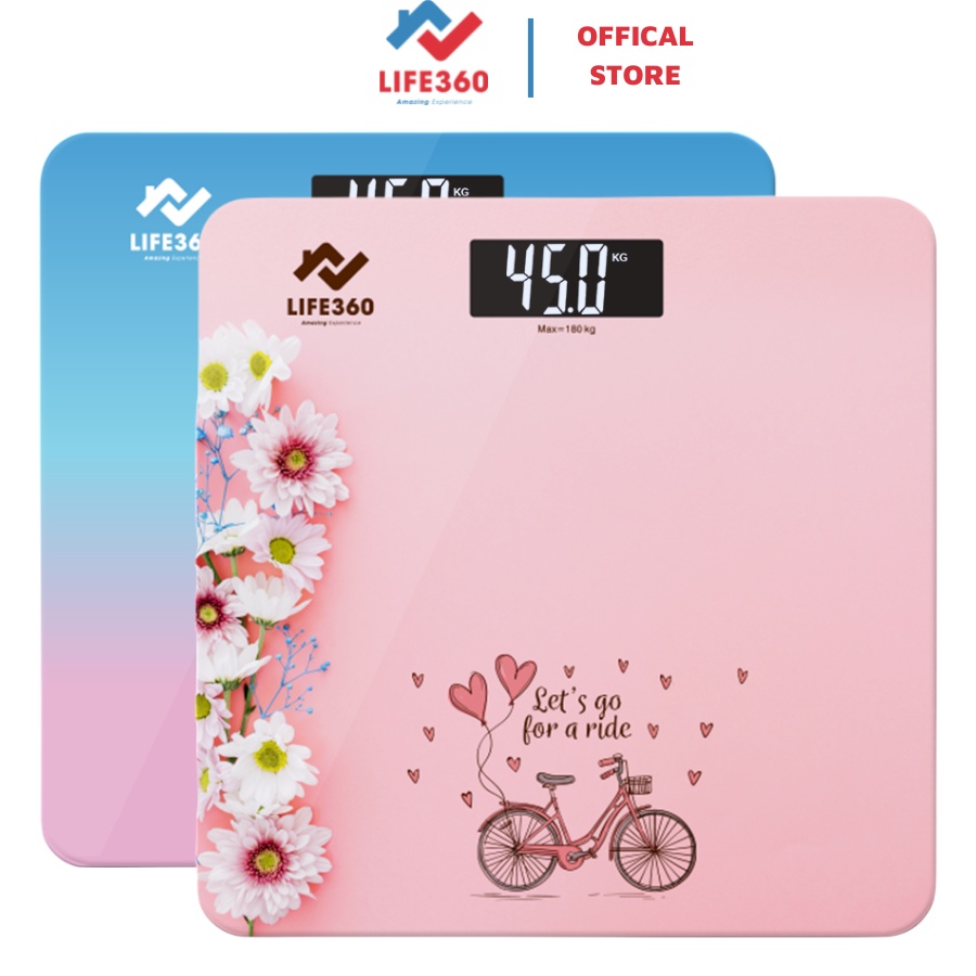 Cân điện tử sức khỏe LIFE360, cân điện tử thông minh, mặt kính cường lực,tải trọng tới 180kg bảo hành chính hãng 6 tháng