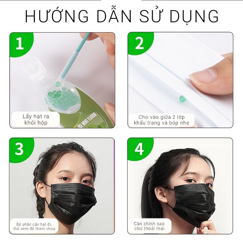 Hộp 100 hạt khử mùi BAIMISS làm mát không khí hiệu quả chuyên dụng khi đeo khẩu trang, chống say xe