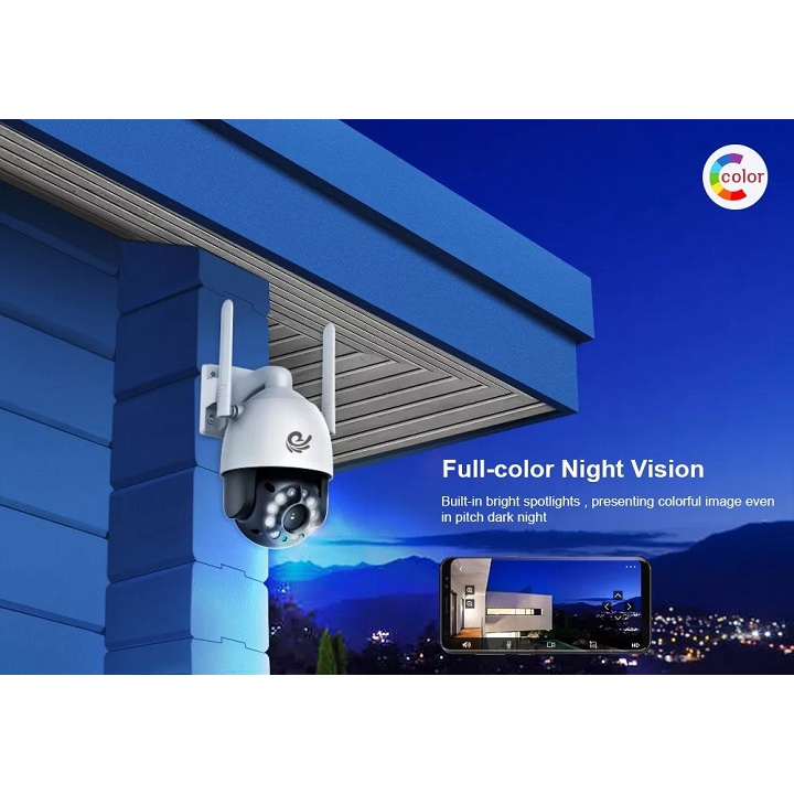 [HÀNG TO]Camera wifi ngoài trời yoosee PTZ chống nước 360 độ đêm có màu full hd báo động xoay theo chuyển động