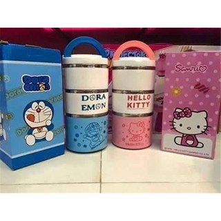 Hộp cơm giữ nhiệt 3 tầng hình Đoremon, Kitty