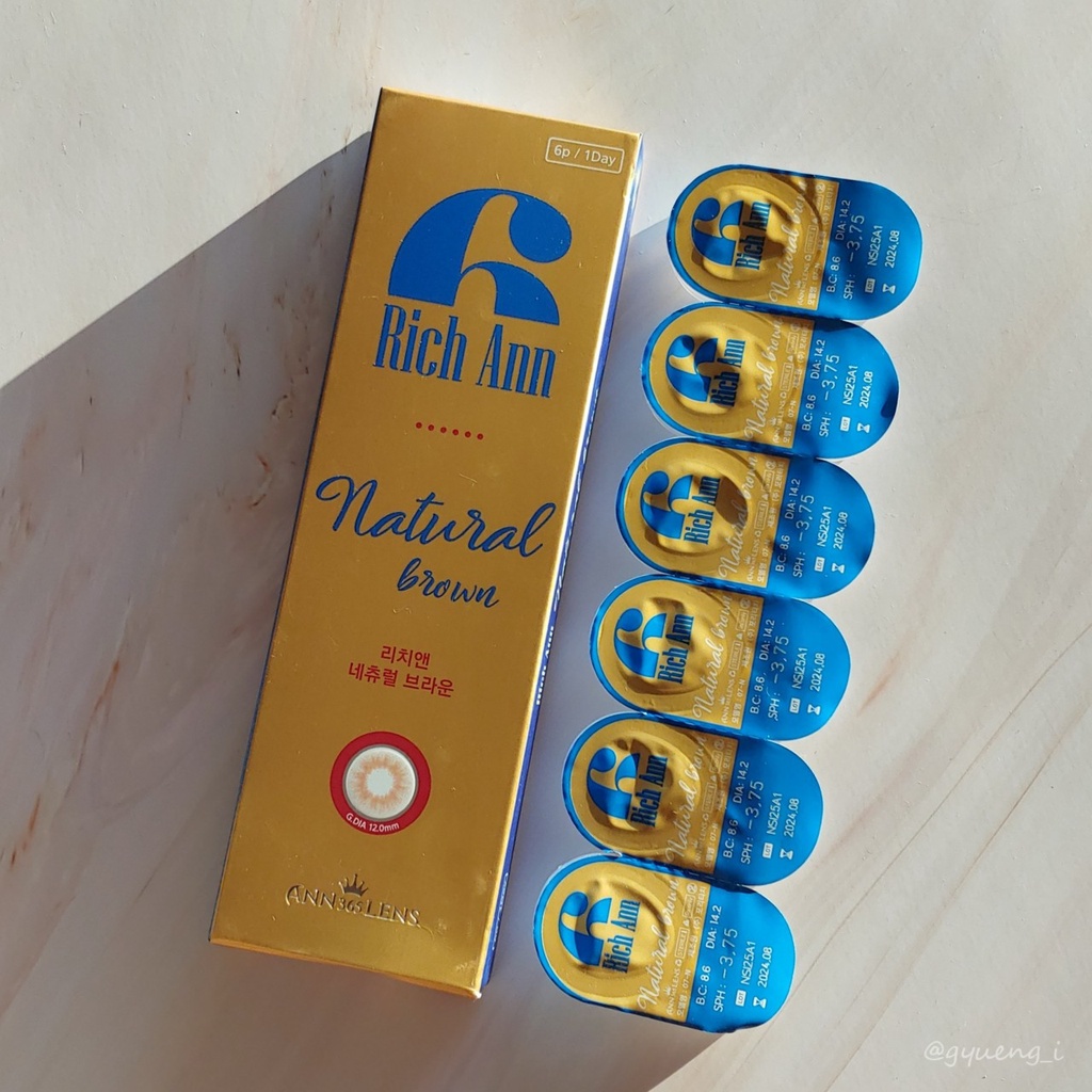 [1 𝑯𝑶̣̂𝑷/3 𝑪𝑨̣̆𝑷] Kính Áp Tròng Cận 0-8 Độ ANN365 Màu Nâu Tự Nhiên Natural Brown