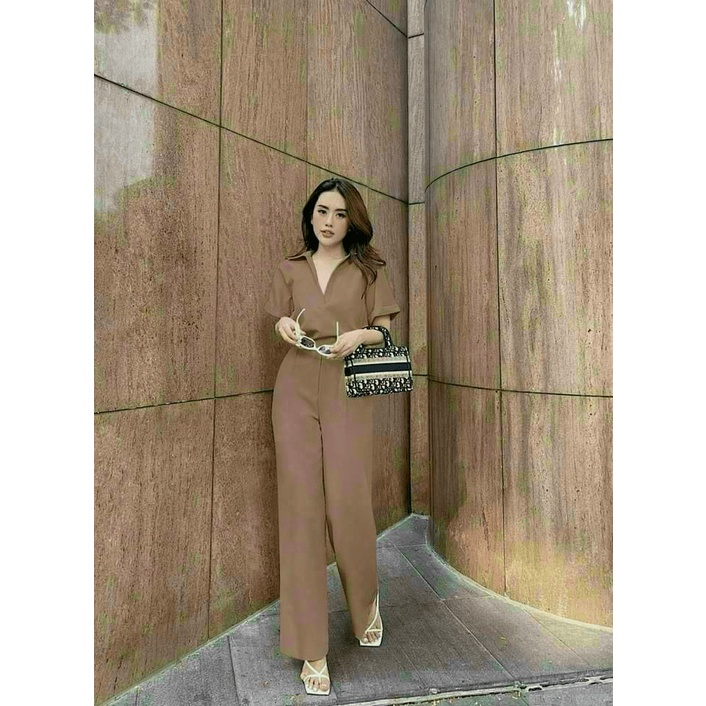 (Free Ship) SÉT TUYẾT MƯA CỰC SANG CHẢNH THIẾT KẾ ÁO SƠ MI CỔ V KHÔNG CÚC PHỐI QUẦN ÂU CÙNG MÀU MẪU Y HÌNH MẶC CÔNG SỞ C