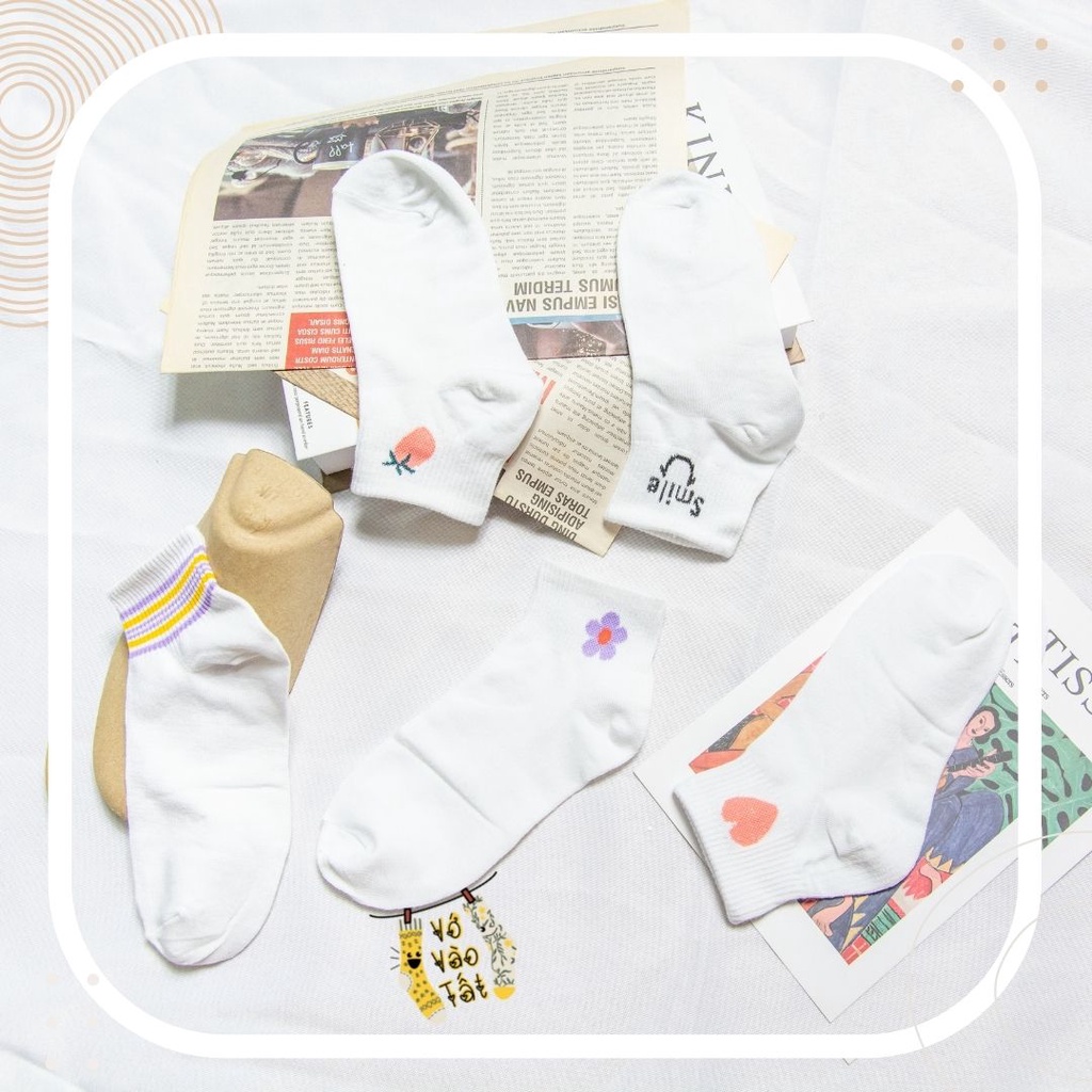 TẤT VỚ NỮ CỔ NGẮN HỌA TIẾT PASTEL