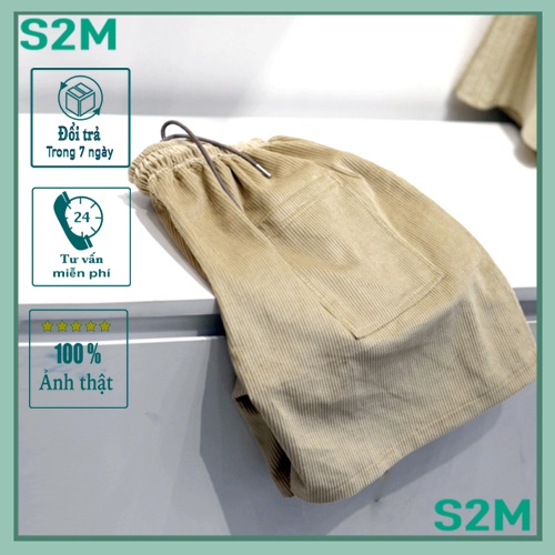 Quần Short Đùi Nhung Tăm mịn Nam Nữ S2M Form Unisex Chất Mát Mẻ, Trẻ Trung Quần style hàn quốc