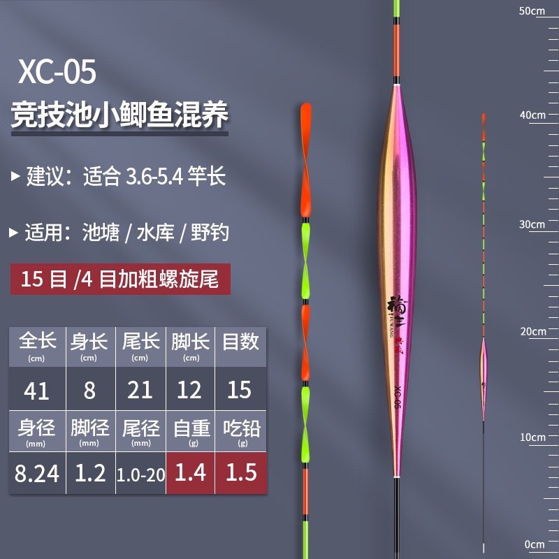 phao câu đài nano ngũ sắc Fuwang đầu phao xoắn 360độ