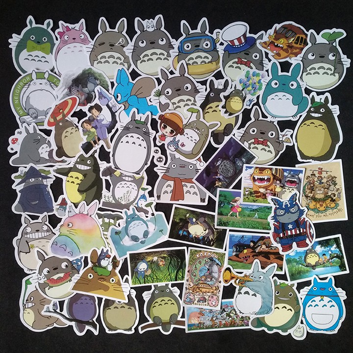 Miếng dán Sticker anime Totoro trọn bộ 50 hình - In rõ ràng sắc nét khó tróc