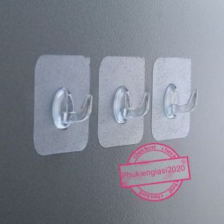 Set 3 cái Móc nhựa trong suốt dán tường siêu dính độ bền cao