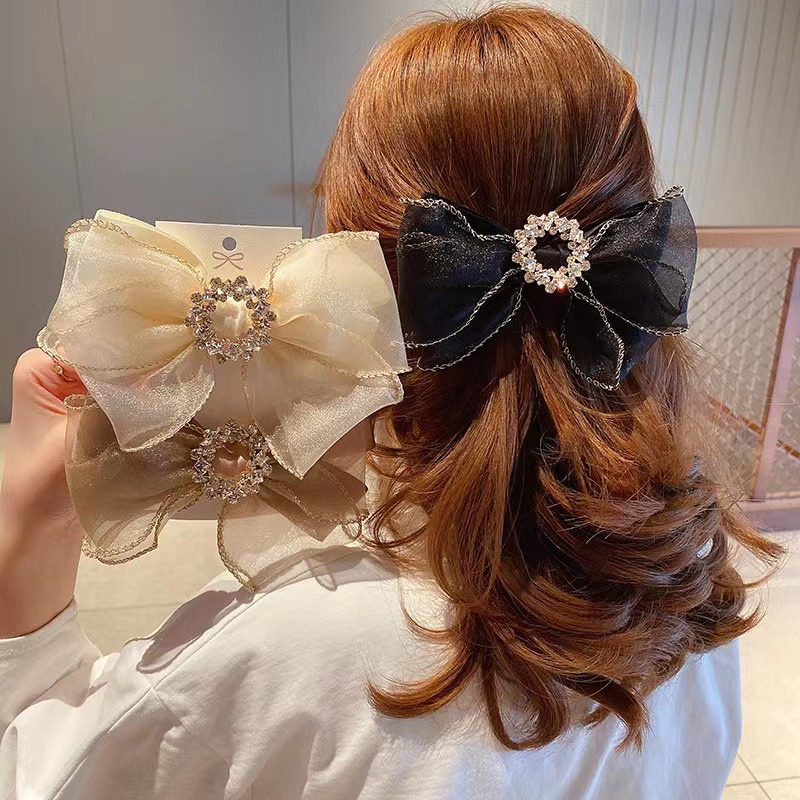 Kẹp Tóc Hình Nơ Đính Đá Lấp Lánh Sang Trọng Cho Nữ