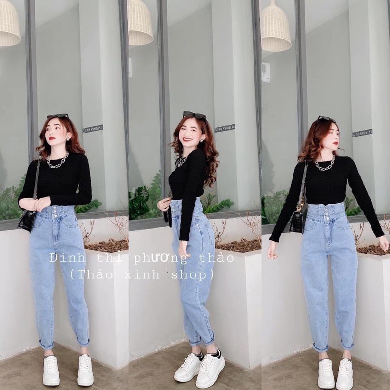 QUẦN BÒ BAGGY 3 KHUY CẠP CAO ĐAN DÂY SAU