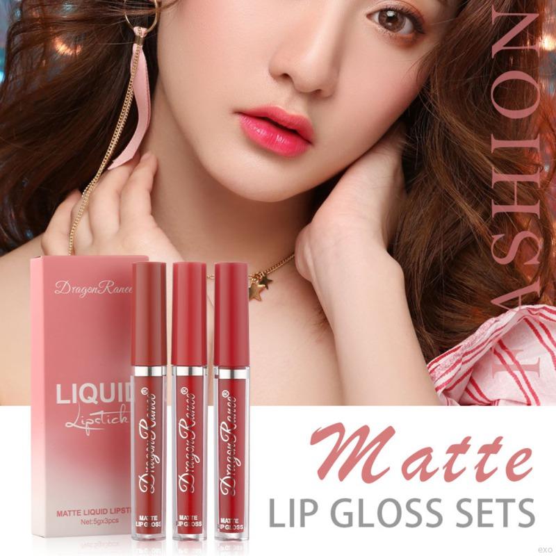Set 3 Son Môi Chống Thấm Nước Và Lâu Trôi Dành Cho Nữ
