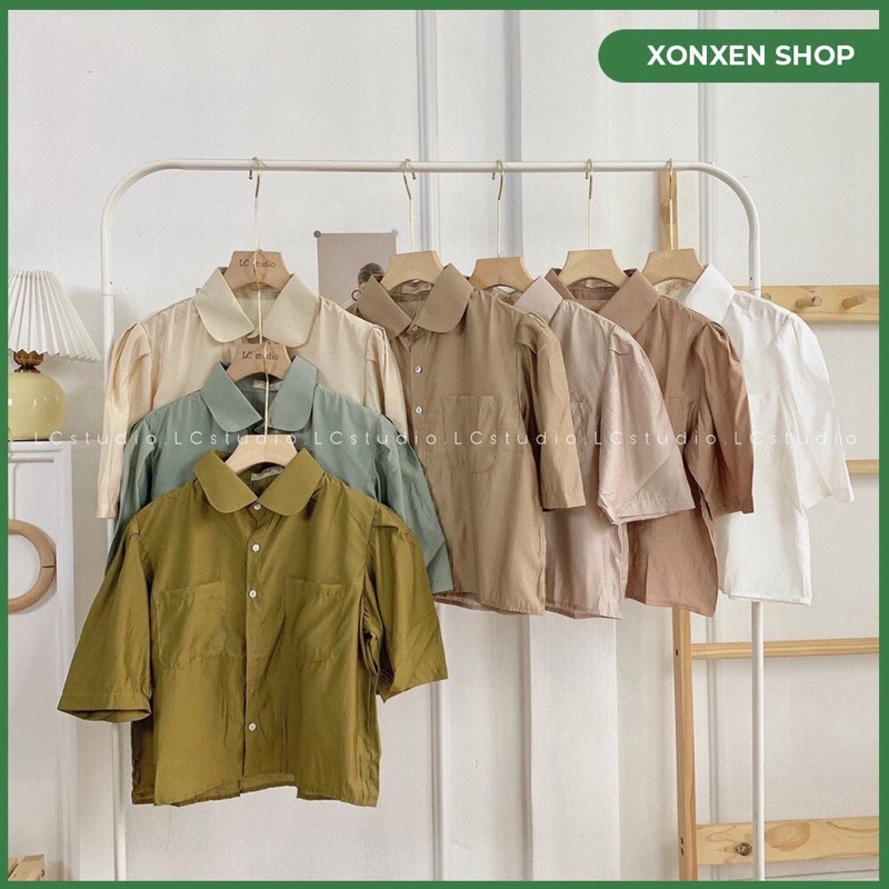 ÁO SƠ MI NỮ ÁO SƠ MI CROPTOP FORM RỘNG XONXEN ĐĂK LĂK FREE SIZE MÃ 33