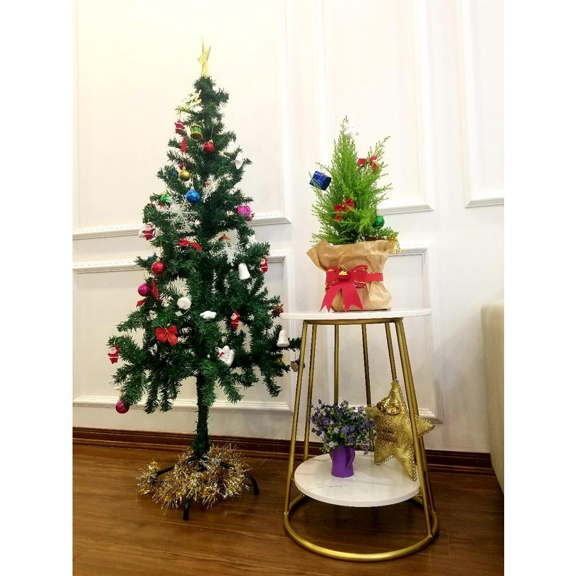 Bàn trà chân sắt mặt đá 2 tầng phong cách Bắc Âu phù hợp phòng khách, phòng ngủ, Kệ trang trí cửa hàng - Mituhome