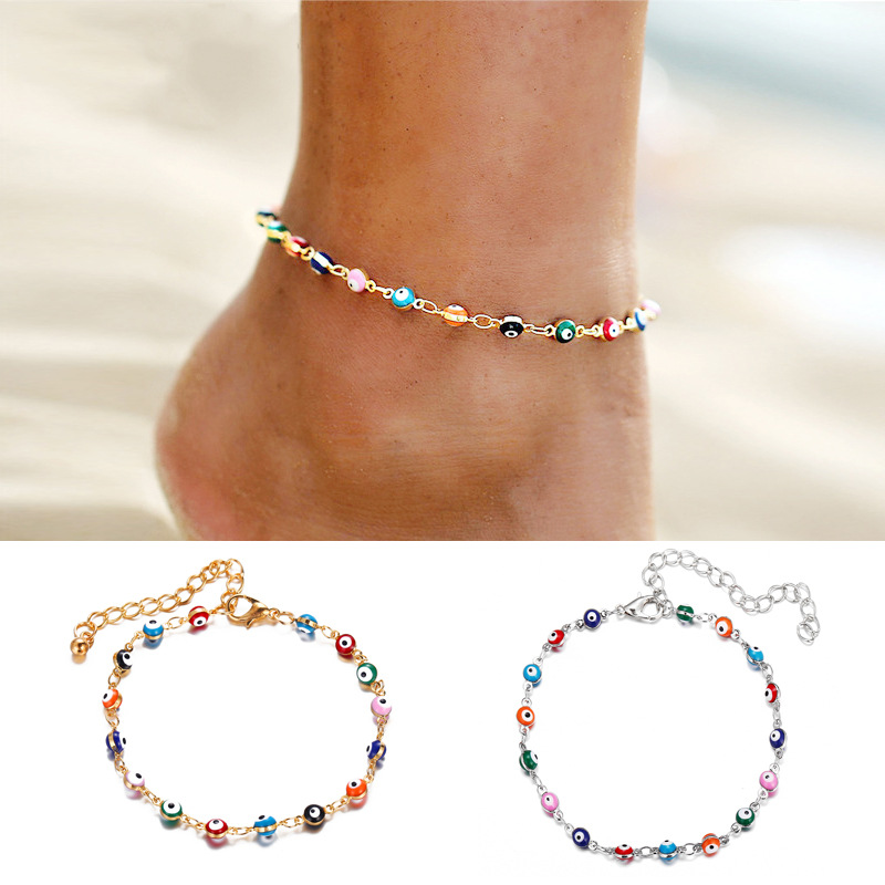 2021 new bohemian retro eye color anklet