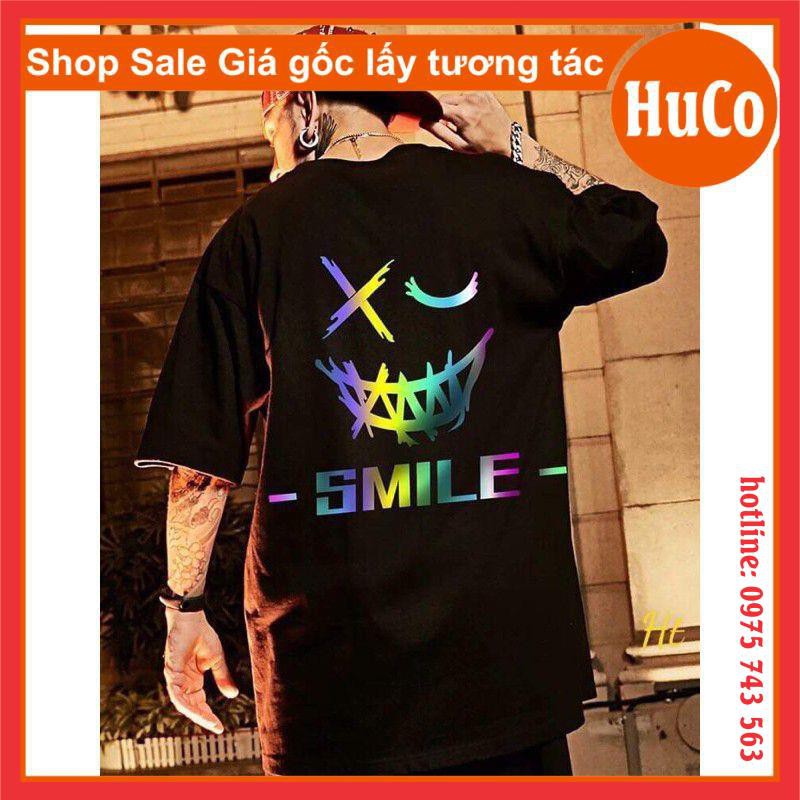 áo phông, thun tay lỡ nam nữ🦋áo phản quang 7 màu smile🦋thời trang cặp đôi form thụng unisex chất cotton mềm mịn giá rẻ