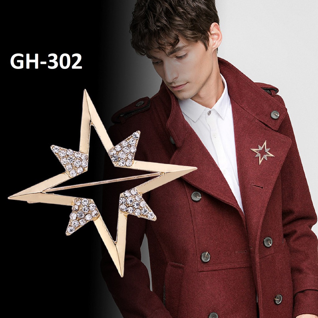 Ghim cài áo Vest Nam Lapel Pin thời trang hình quyền trượng đính hạt đá GH-302 {Phụ kiện Vest Nam - AdamZone}