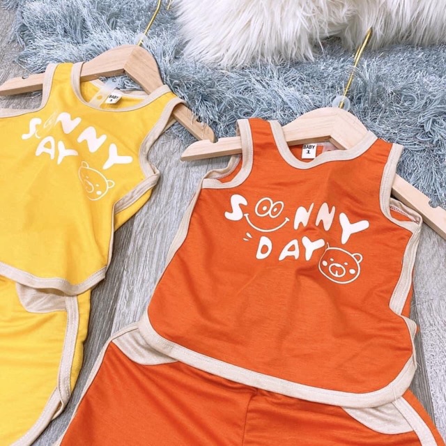 Bộ Quần Áo Ba Lỗ Cho Bé Sunny Dây Chất Cotton Đũi