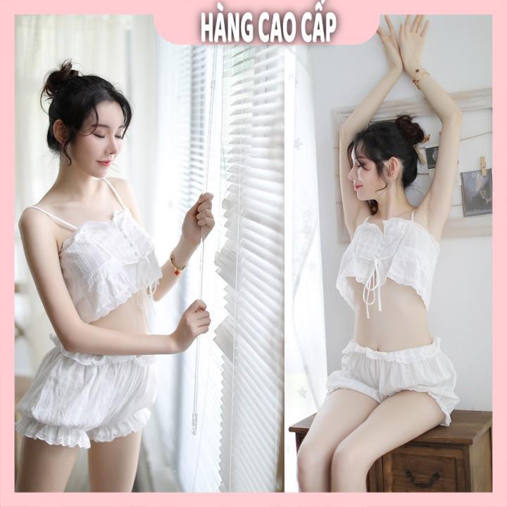 Bộ đồ ngủ sexy quần đùi áo croptop hai dây gợi cảm | BigBuy360 - bigbuy360.vn