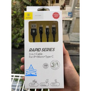 Cáp BASEUS 3-IN-1 Rapid Series (LIGHTNING + MICRO + Type C)