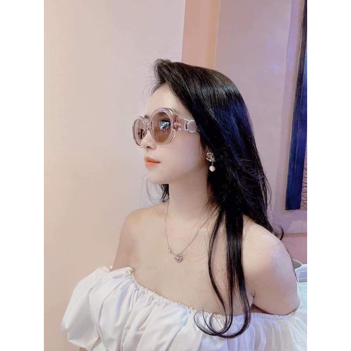 Kính Mát Versace VE4414F dáng tròn trong suốt viền logo
