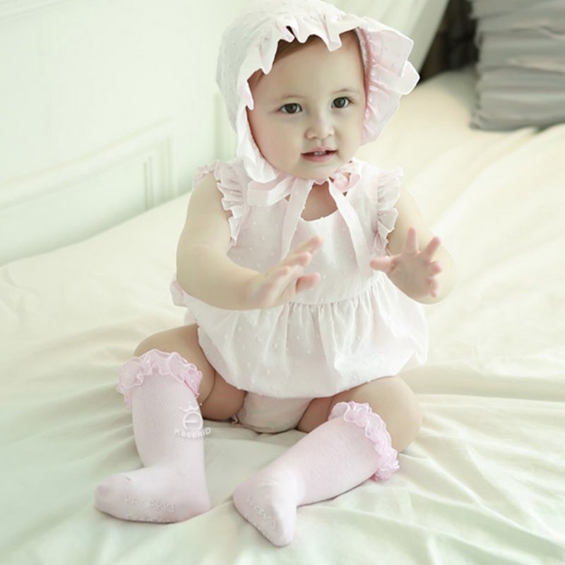 Vớ Cotton Dài Qua Gối Mềm Mại Màu Trơn Cho Bé Gái